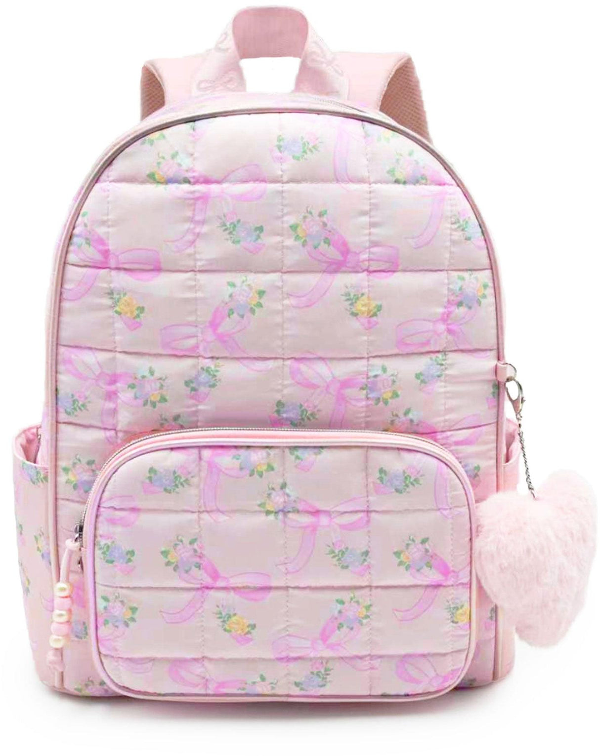 OMG Quilted Floral Bow Print Backpack - BOW-SB448RF