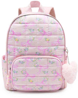 OMG Quilted Floral Bow Print Backpack - BOW-SB448RF