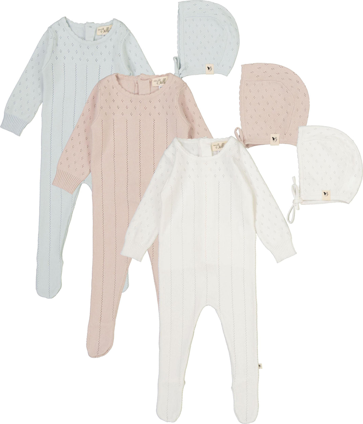 Bebe Bella Baby Boys Girls Pointelle Knit Footie & Bonnet Set - WB6CY3051B