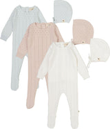 Bebe Bella Baby Boys Girls Pointelle Knit Footie & Bonnet Set - WB6CY3051B
