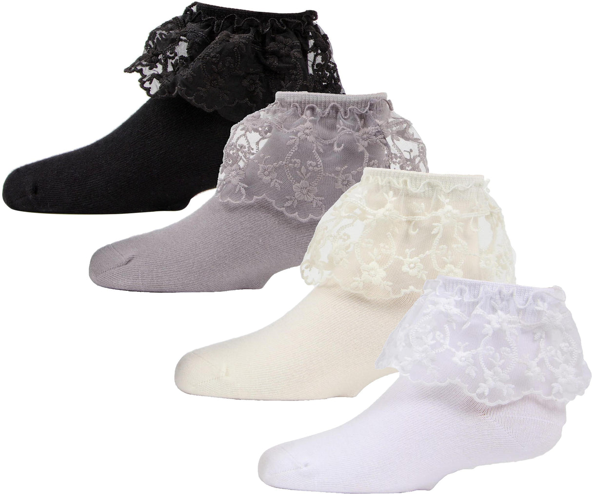 Memoi Girls Petite Floral Vine Anklet Socks - MKF-6028