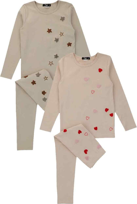Noggi Boys Girls Scattered Hearts/Stars Cotton Pajamas - 231007