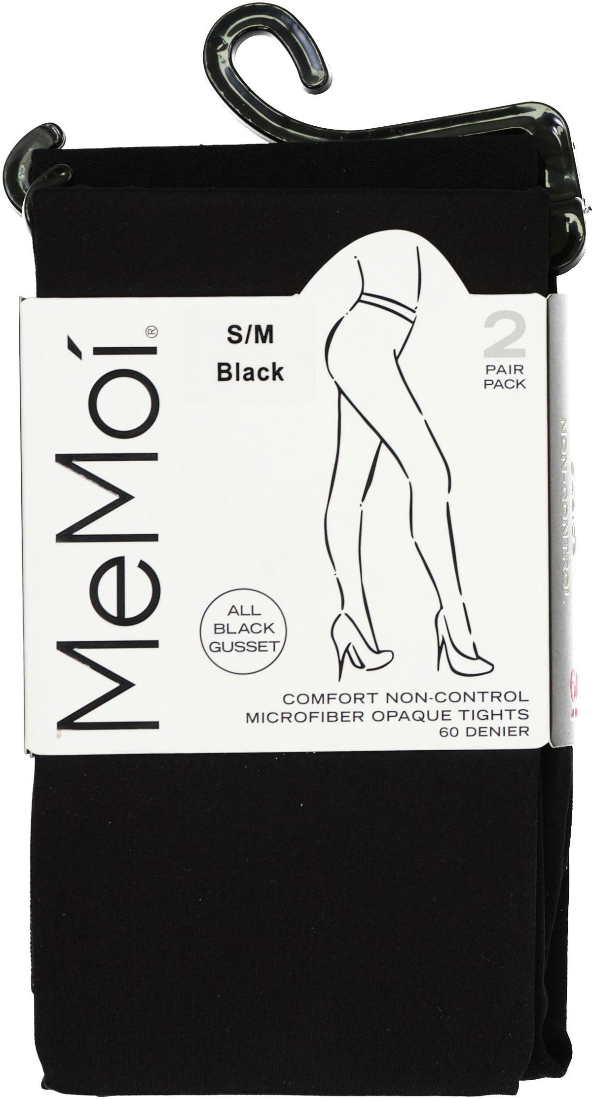Memoi Womens Microfiber 60 Denier Opaque Non-Control Top Tights 2 Pack - MO-645