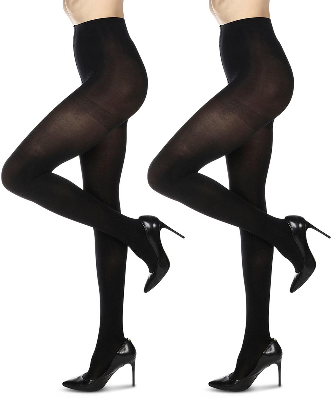 Memoi Womens Microfiber 60 Denier Opaque Non-Control Top Tights 2 Pack - MO-645