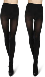 Memoi Womens Microfiber 60 Denier Opaque Non-Control Top Tights 2 Pack - MO-645