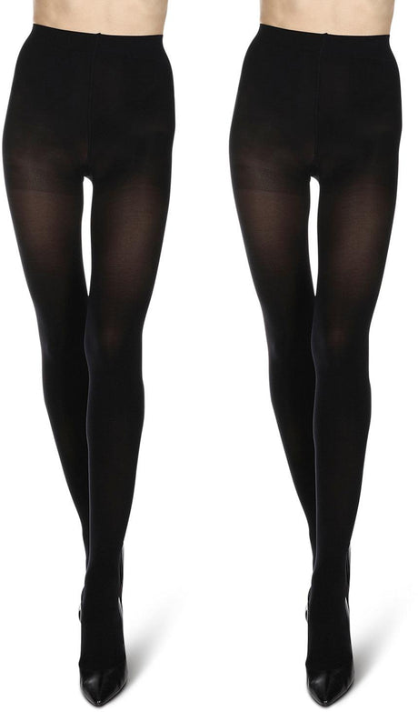 Memoi Womens Microfiber 60 Denier Opaque Non-Control Top Tights 2 Pack - MO-645