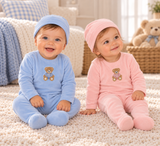 Bonbee Baby Boys Girls Teddy Bear Velour Footie - BWLV26007F