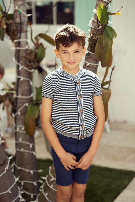 Mr. Mr. Boys Double Breasted Short Sleeve Sweater - SB6CY2934