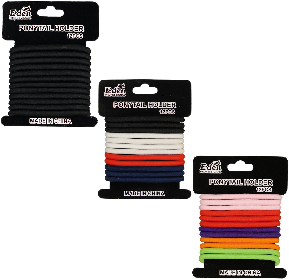 Eden 6mm Thick Ponytail Elastics 12 Pack - PH6
