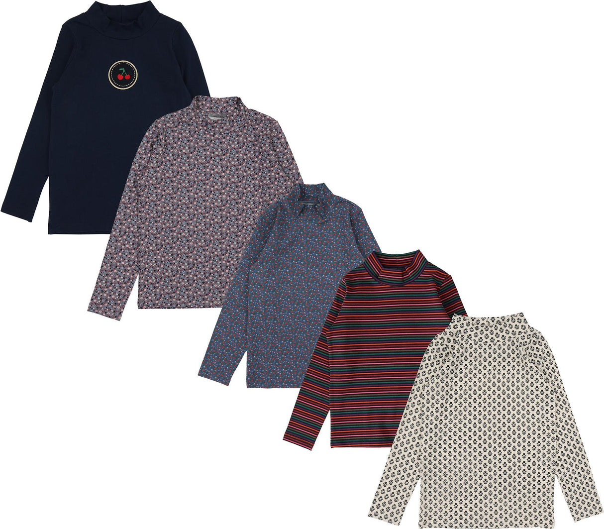 Lil Legs Wardrobe Staple Collection Girls Printed Mockneck Turtleneck - DMN/FMN/GMSM/PMON