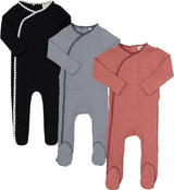Aurora Baby Boys Girls Whipstitch Cotton Footie - AAW26-0105-0107-0108