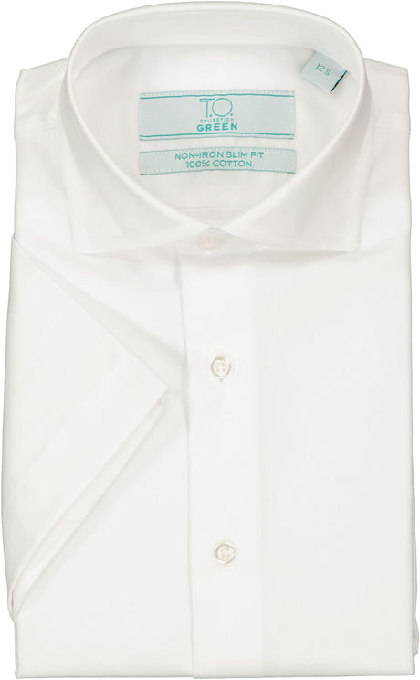 T.O. Collection Boys Green Label White Short Sleeve Dress Shirt