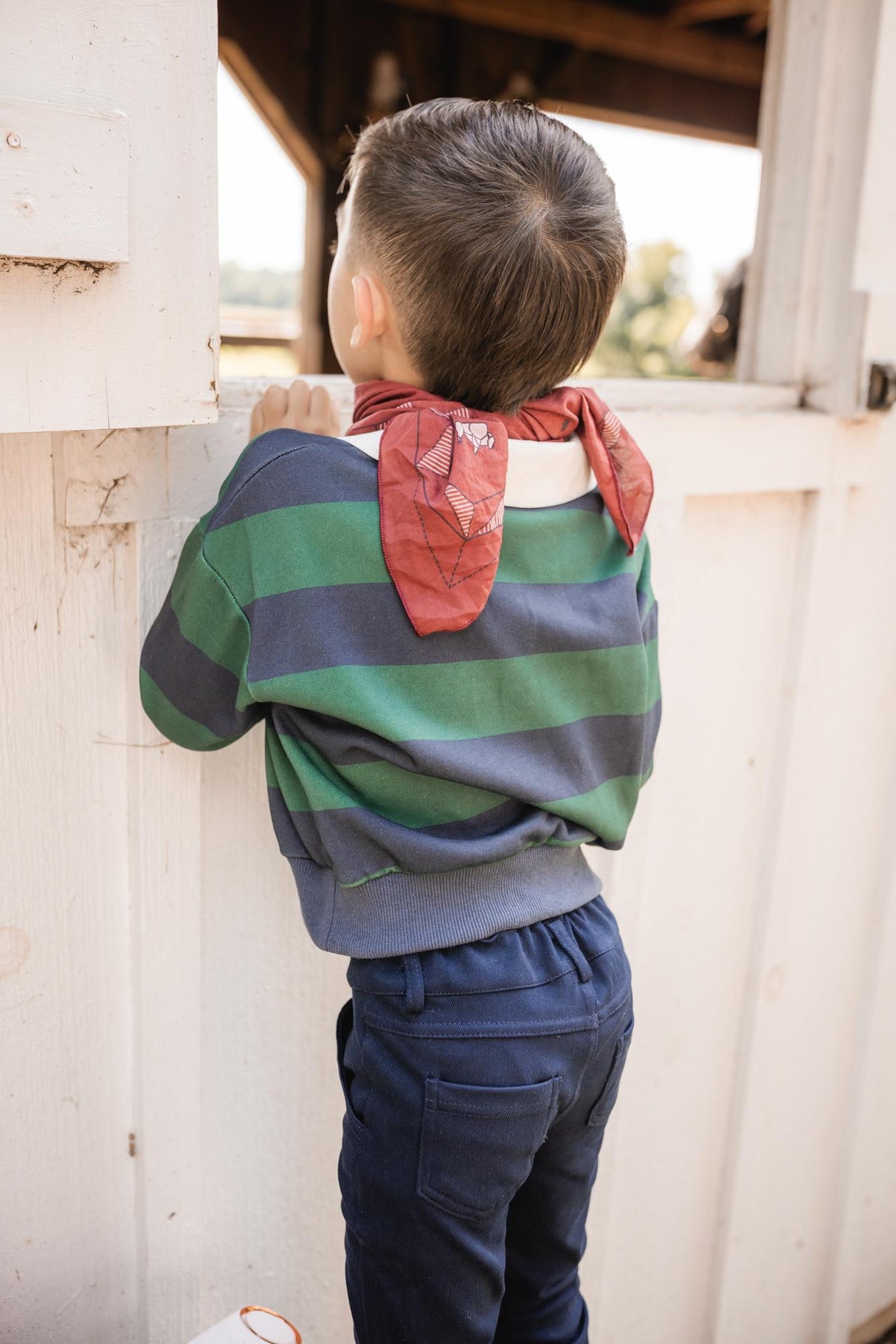 Teela Boys Stripe Long Sleeve Polo Shirt - 23-042