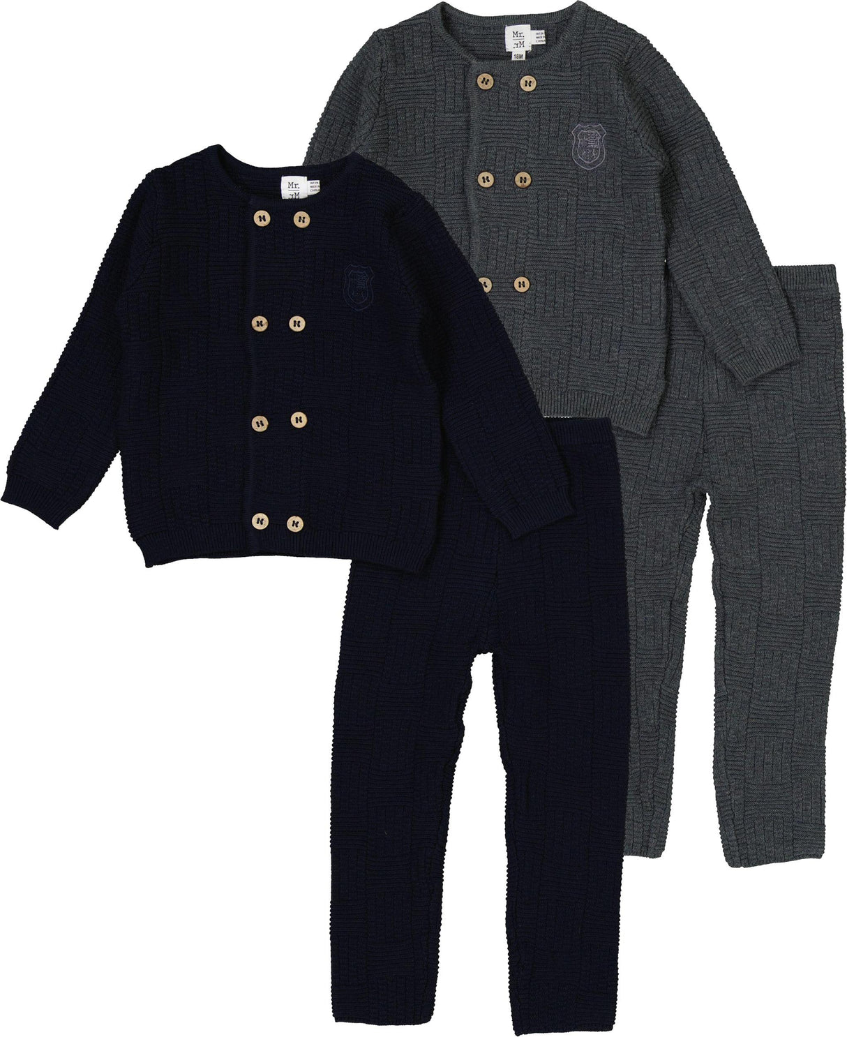 Mr. Mr. Baby Boys Basketweave Crest Knit Outfit - WB6CY3065E