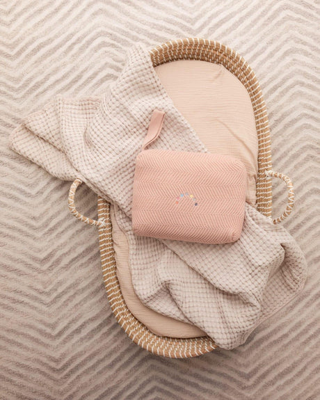 MiniMoi by Memoi Baby Boys Girls Herringbone Knit Blanket in a Pouch - IJT09654