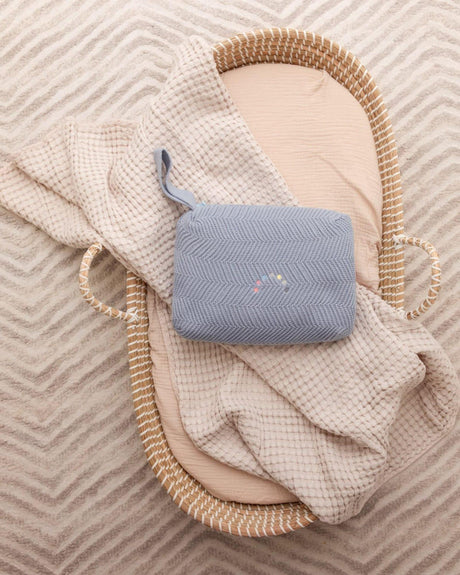 MiniMoi by Memoi Baby Boys Girls Herringbone Knit Blanket in a Pouch - IJT09654