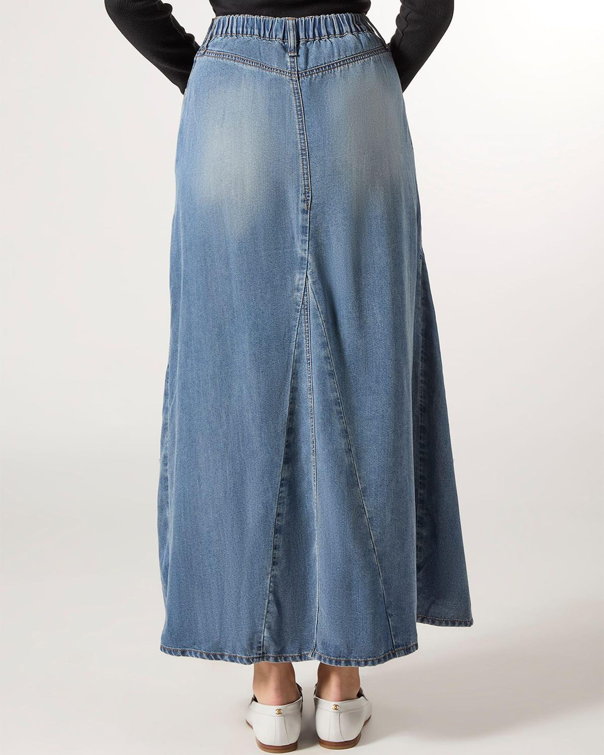 Memoi Womens Panel Denim Maxi Skirt - CSK08979