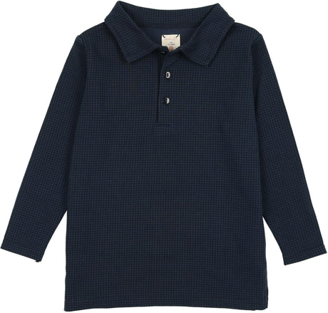 Analogie by Lil Legs Tiny Check Collection Boys Long Sleeve Polo Shirt