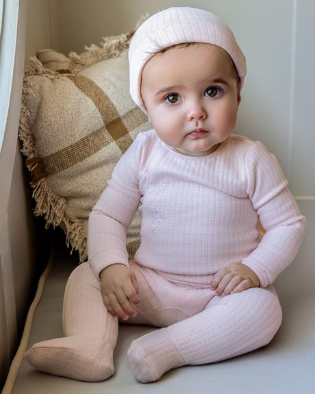 MiniMoi by Memoi Baby Boys Girls Ribbed Cotton Stretchie, Beanie, Blanket Set - IAA09624