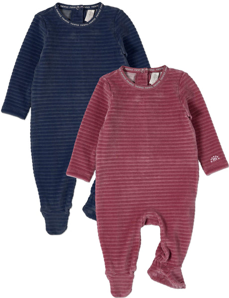 MiniMoi by Memoi Baby Boys Girls Drop Needle Ribbed Velour Stretchie - IAA09607