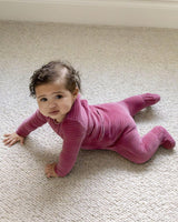 MiniMoi by Memoi Baby Boys Girls Drop Needle Ribbed Velour Stretchie - IAA09607
