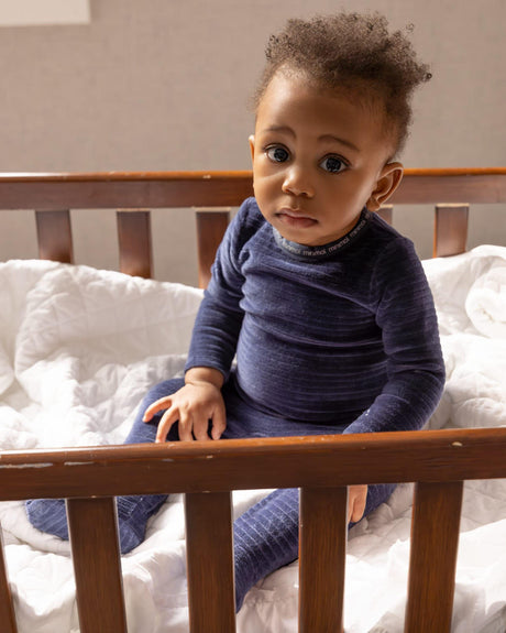 MiniMoi by Memoi Baby Boys Girls Drop Needle Ribbed Velour Footie - IAA09607