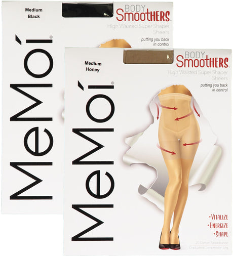 Memoi Womens High Waisted Super Shaper Body Smoothers Sheers 20 Denier Pantyhose - MM-294