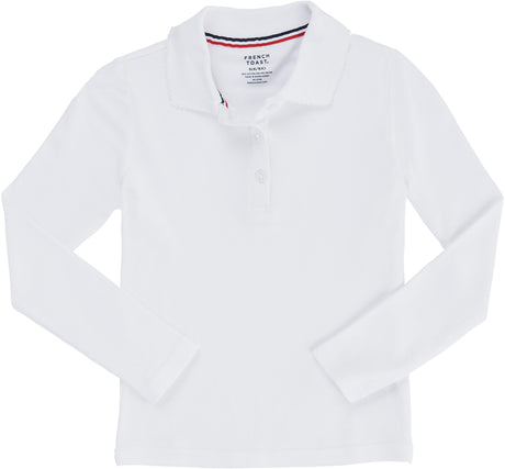 French Toast Girls Long Sleeve Polo with Picot Collar - SA9424