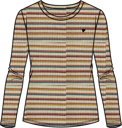 Lil Legs Camp Scouts Collection Girls Long Sleeve Basic Stripe T-shirt Tee - BST