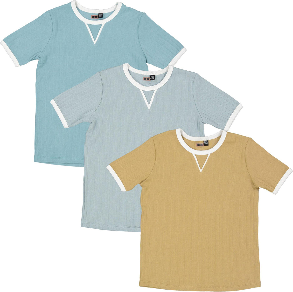 2 Squares Boys Ribbed Short Sleeve T-shirt - SB3CP4823T
