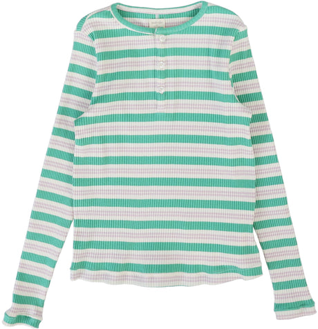 Lil Legs Camp Scouts Collection Girls Long Sleeve Basic Stripe Henley T-shirt - BSHLS