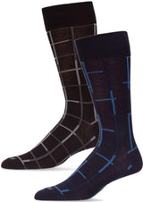 Memoi Mens Windowpane Bamboo Dress Socks - ACV07564