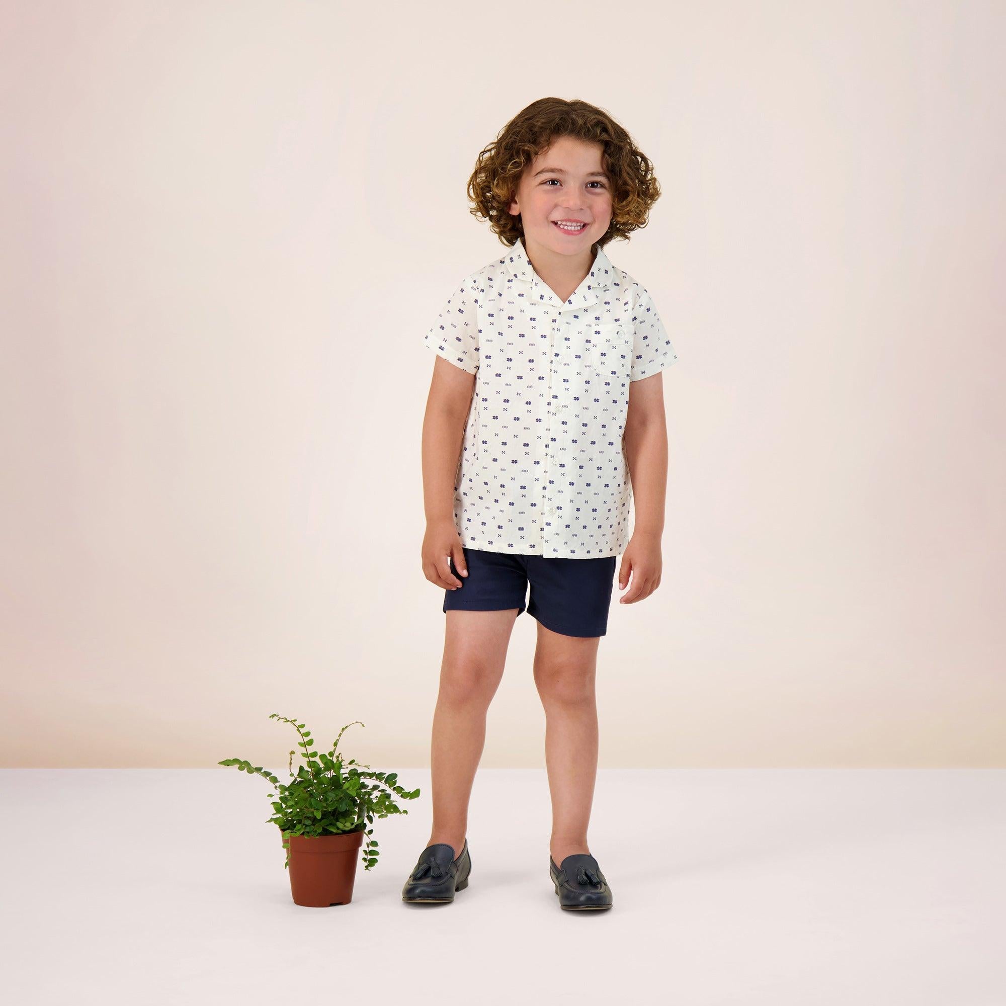 Lil Legs Geometric Collar Shirt - Cream Lil Legs Geometric Collar Shirt - Cream