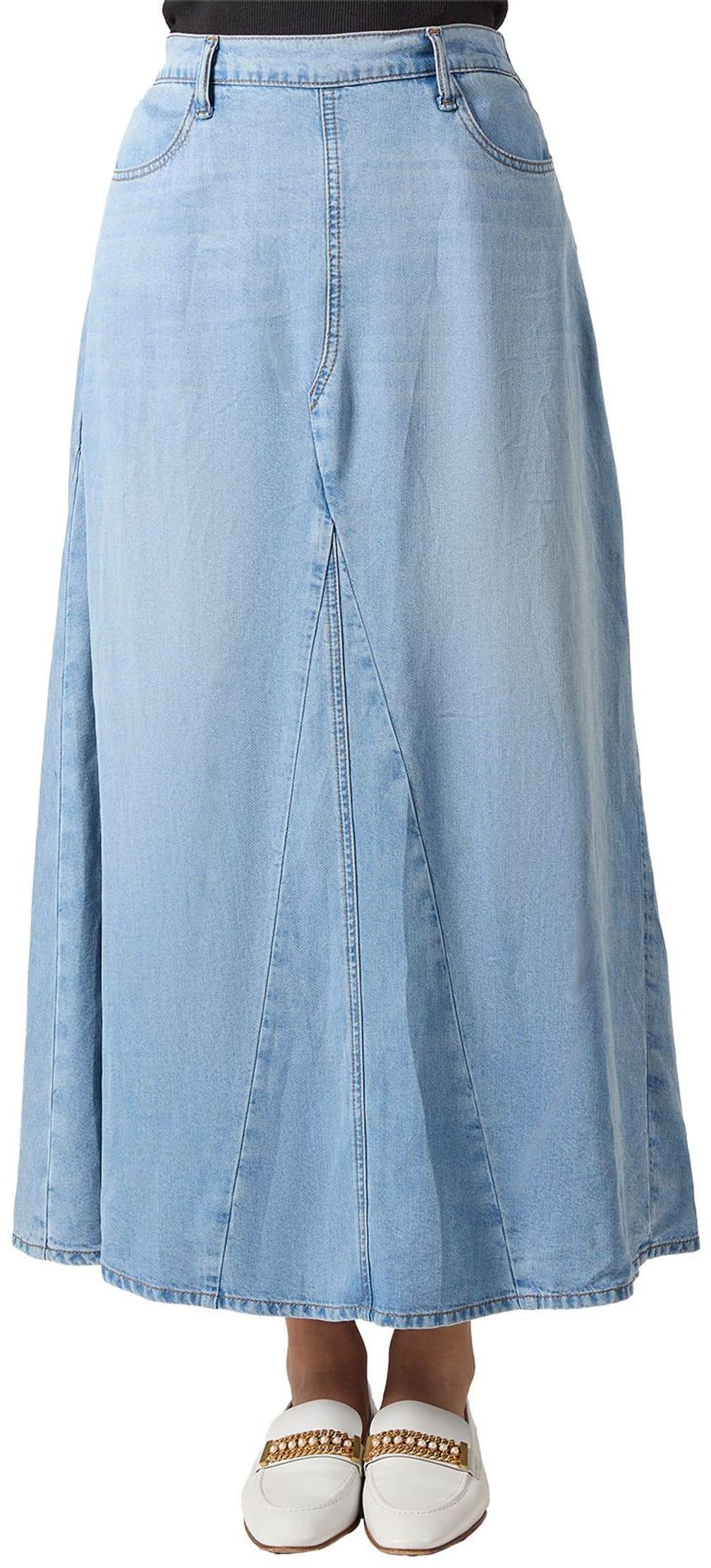 Memoi Womens Panel Denim Maxi Skirt - CSK08979 – ShirtStop