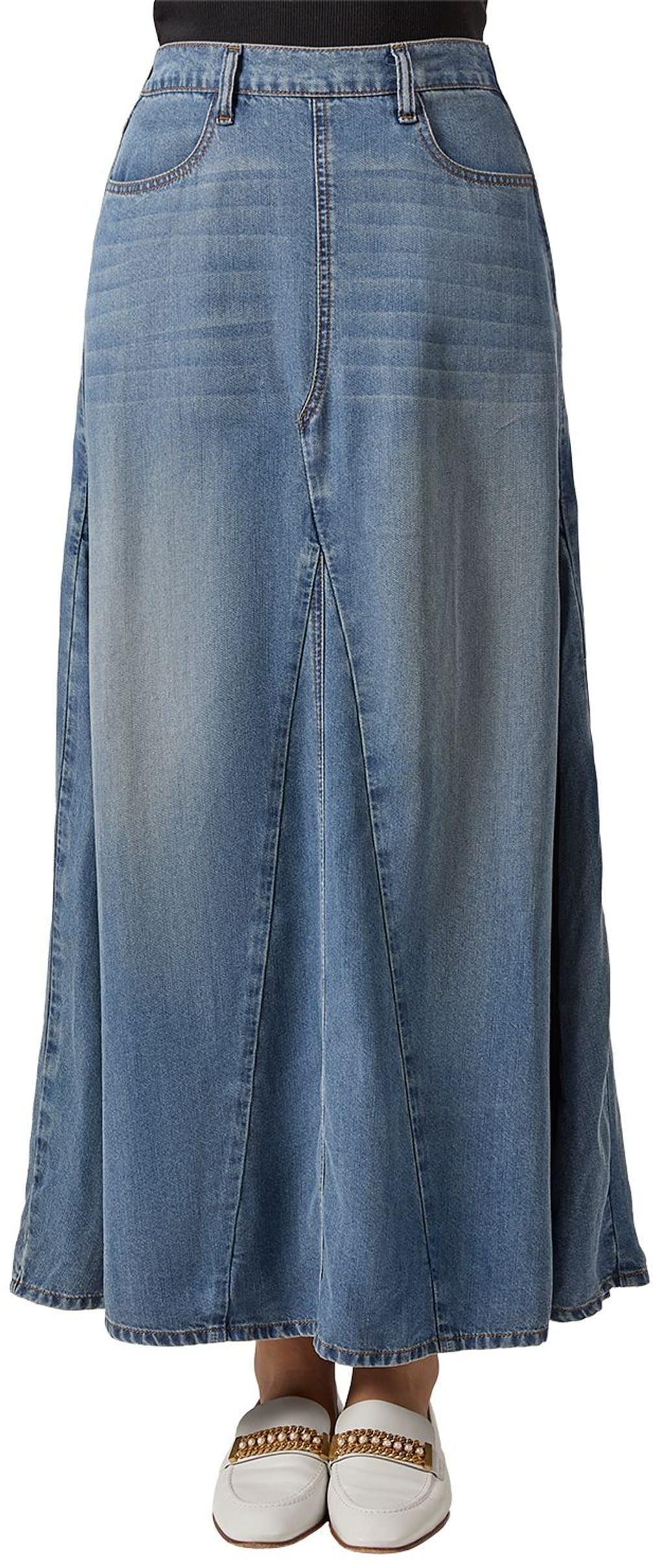 Memoi Womens Panel Denim Maxi Skirt - CSK08979 – ShirtStop