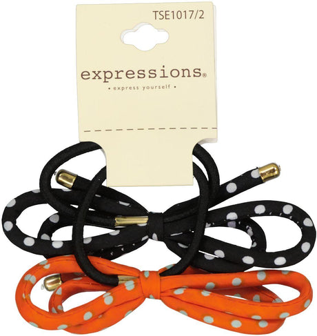 Expressions Dotted Bow Ponytail Holder 2 Pack - TSE1017