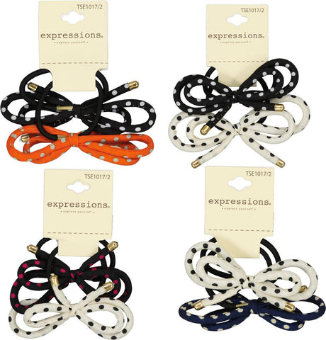Expressions Dotted Bow Ponytail Holder 2 Pack - TSE1017
