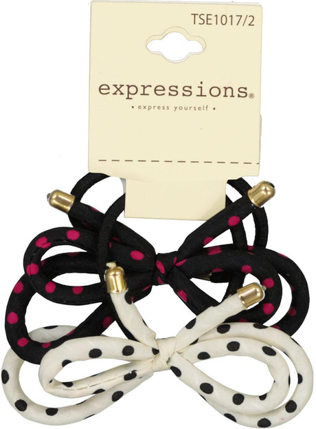 Expressions Dotted Bow Ponytail Holder 2 Pack - TSE1017