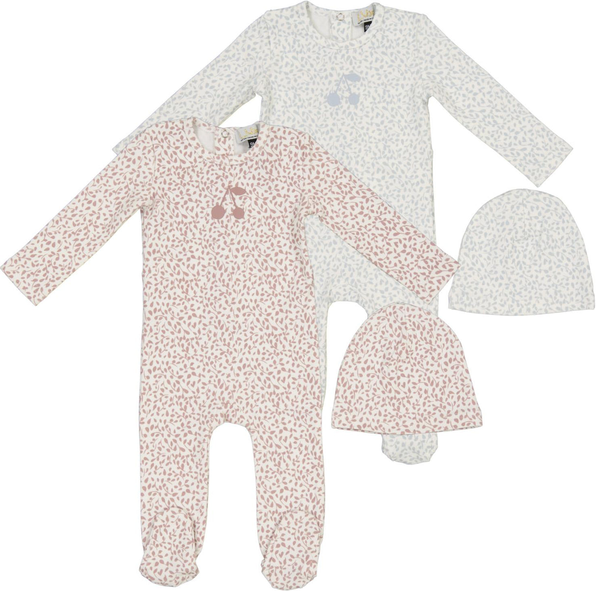 Lux Baby Boys Girls Cotton Leaf & Cherry Print Stretchie - WB4CY2448