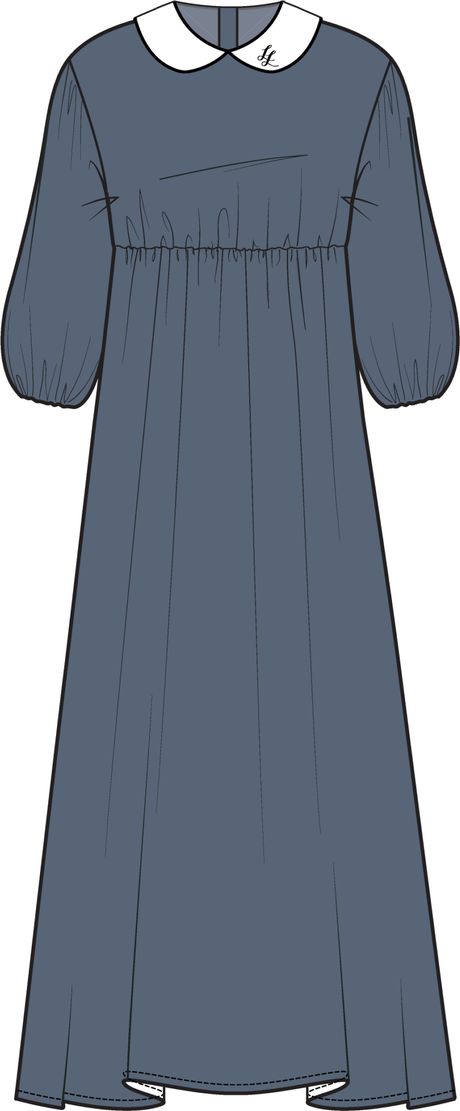 Lil Legs Dressy Loungewear Collection Girls Embroidered Collar 3/4 Sleeve Maxi Robe - ECM