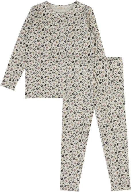 Lil Legs Dressy Loungewear Collection Girls Botanical Cotton Pajamas Lounge Set - BLST