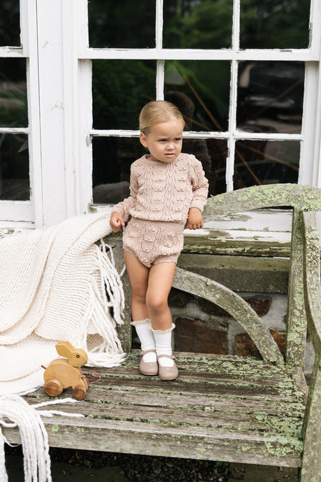 Analogie by Lil Legs Knit Collection Baby Girls Romper - BBKR