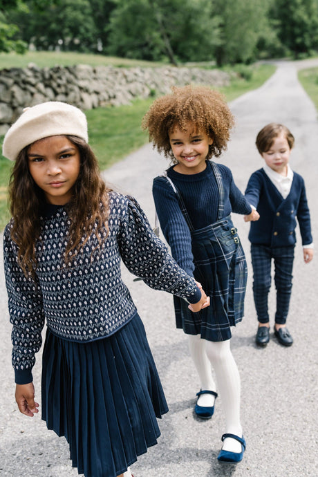Analogie by Lil Legs Multi Knit Collection Girls Floral Sweater - DFKSW