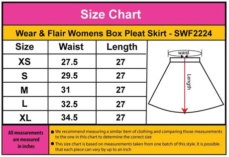 Wear & Flair Womens Box Pleat Skirt - SWF2224