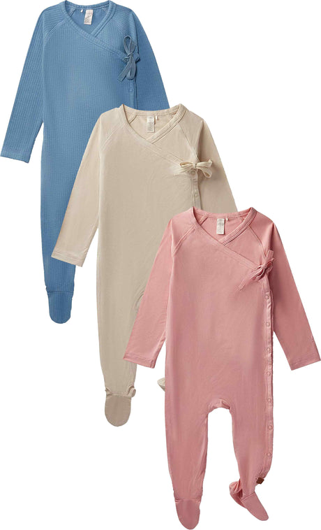 MiniMoi by Memoi Baby Boys Girls Cotton Solid Crossover Footie Stretchie - IAG08679
