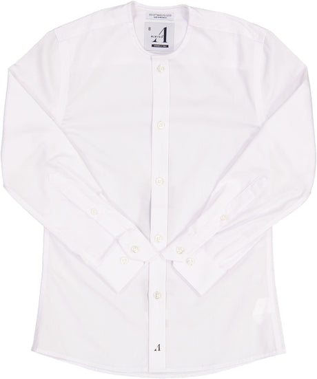 Alviso Boys White Long Sleeve Slim Fit Dress Shirt with No Collar and Placket- T601-BPBSN