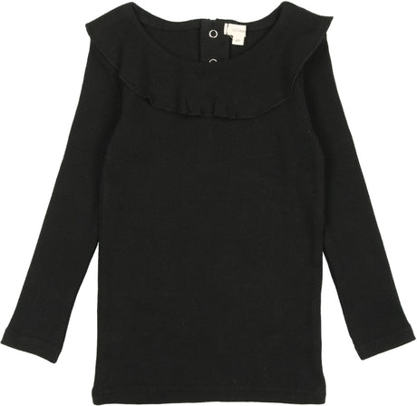 Lil Legs Ribbed Fashion Collection Girls Ribbed Ruffle Collar Shirt Top