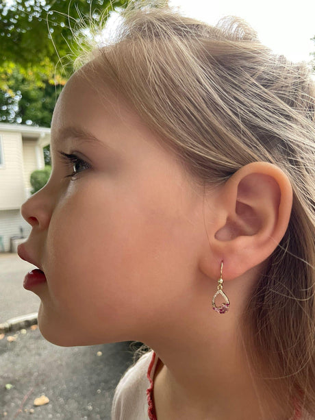 Tiny Gem Girls Teardrop Leverback Earring - TG5029