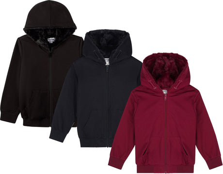 Memoi Boys Girls Faux Fur Zip Up Hoodie - MBJ-005
