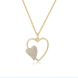 Tiny Gem Sparkle Double Heart Necklace - TG2020